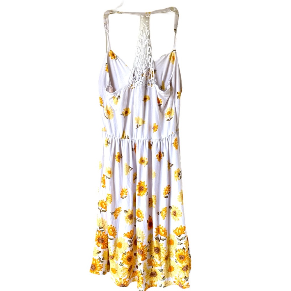 Floral Sunflower Dress with Lace Back padded bra mini dress cozy summer spring - Picture 2 of 2
